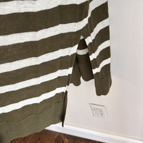 Talbots Women’s 100% linen knit duster long open cardigan Olive Knit Sweater med - Picture 6 of 8